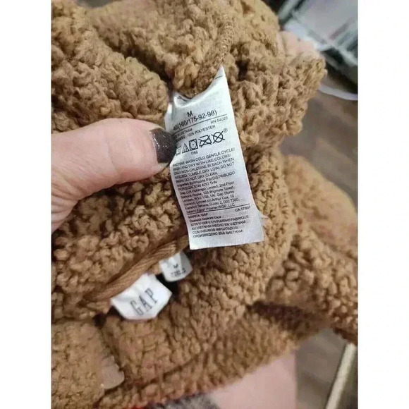 Womens GAP Sherpa Fleece Quarter Zip Jacket Size Medium brown - Picture 4 of 6